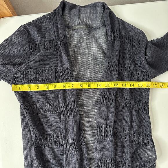 Comme Ca Ism Cardigan Sweater Womens Medium Blue Linen Open Knit Beachy - Picture 8 of 10